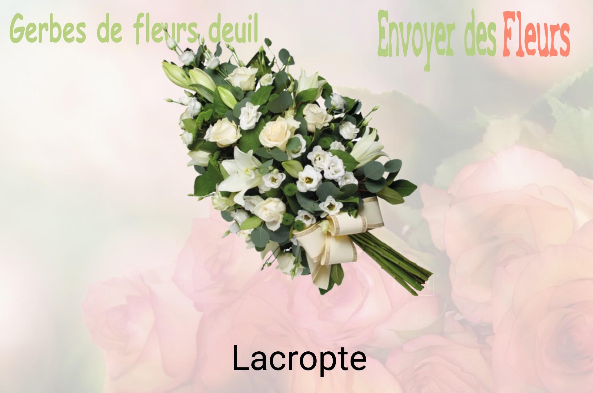 Gerbe de fleurs de deuil livrée à Lacropte